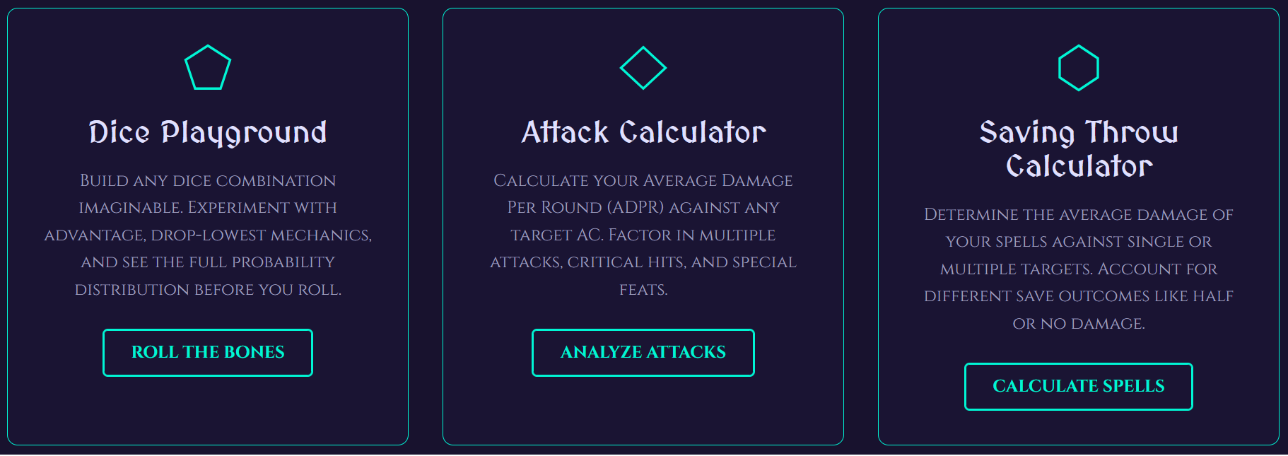 Screenshot of Lawney's Crystal Ball D&D tool